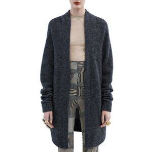 ACNE STUDIOS XS Dark Grey Mohair Open Front Cardigan Slant Pockets EUC RTL $379